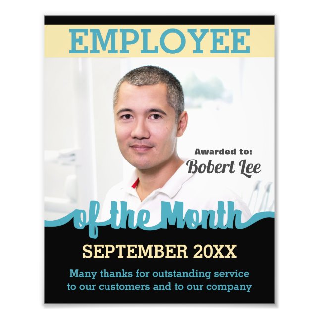 Custom colours employee of the month photo award print (Front)