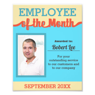 Custom colours employee of the month photo award print
