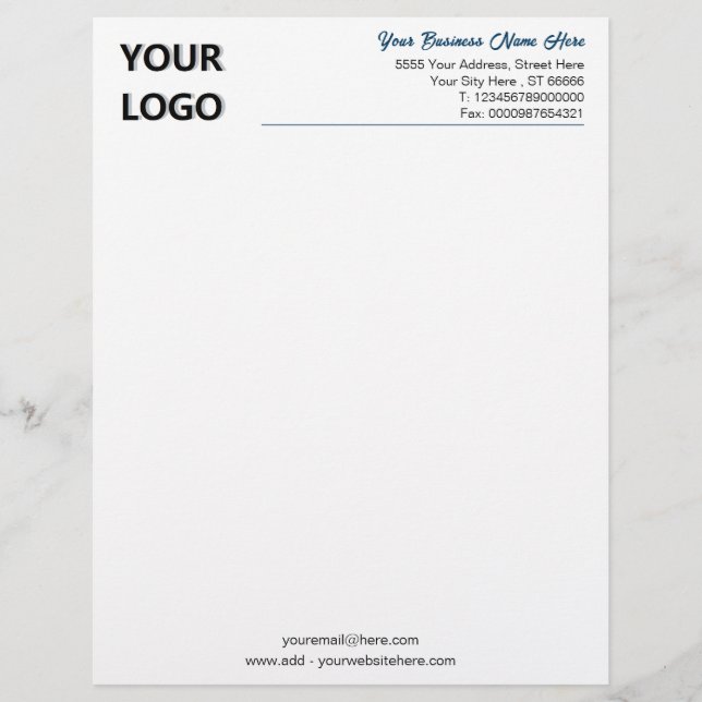 Custom Colours Font Your Own Design Logo Letterhea Custom Letterhead (Front)