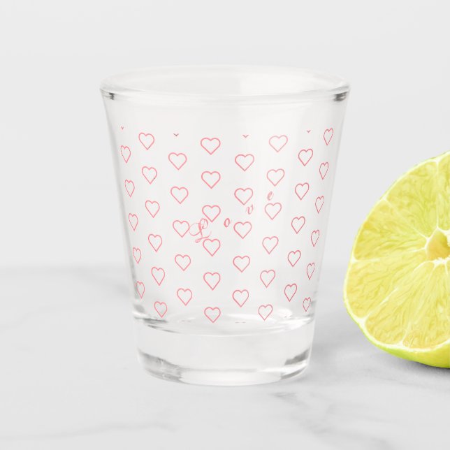 Custom Colours Hearts Shot Glass - Love (Front)