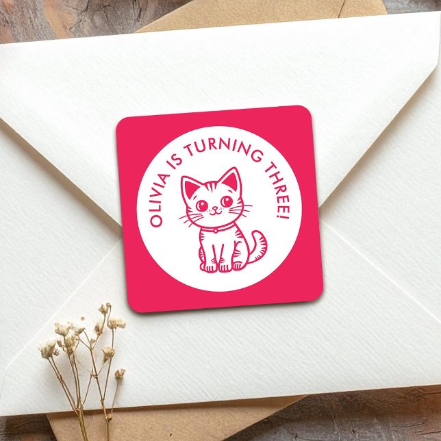Custom colours kitten square sticker (Creator Uploaded)