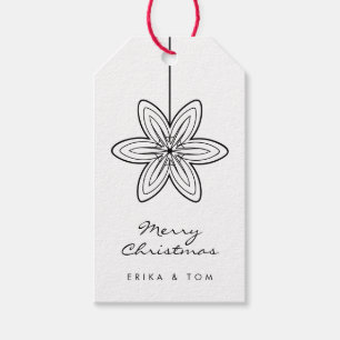 Custom colours Merry Xmas modern floral Gift Tags