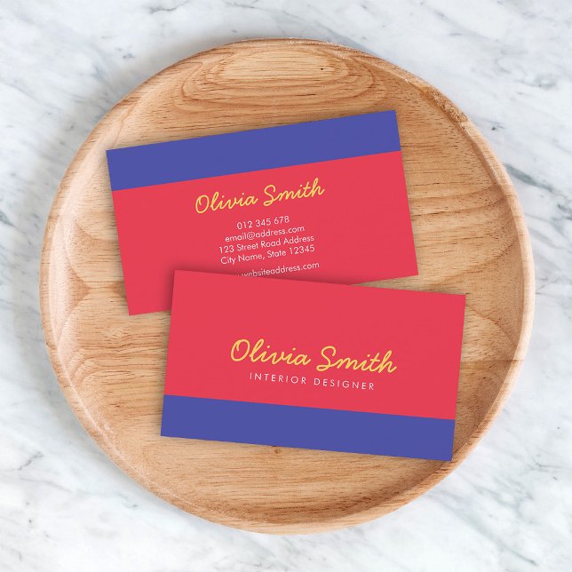 Custom Colours Minimalist Colour Block Modern Scri Business Card (Creator Uploaded)