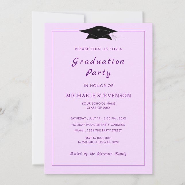 Custom Colours Modern Graduation Party Invitation (Front)