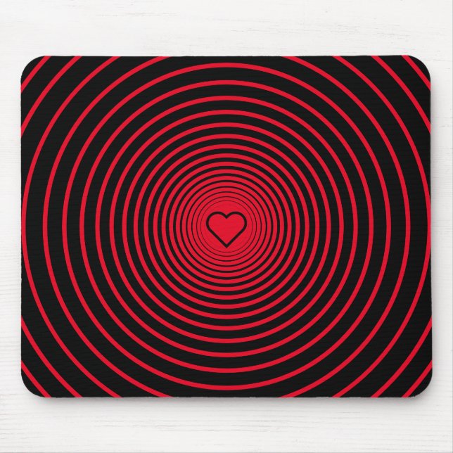 Custom Colours Mouse Pad with Heart - Red Black (Front)