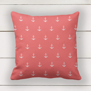 Custom Colours Nautical White Anchor Cushion