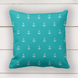 Custom Colours Nautical White Anchor Cushion