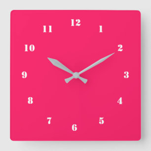 Custom Colours Number Fonts Modern Red Wall Clock