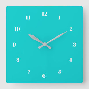 Custom Colours Numbers Font Turquoise Wall Clock