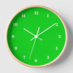 Custom Colours Numbers Font Wall Clock Green Colou