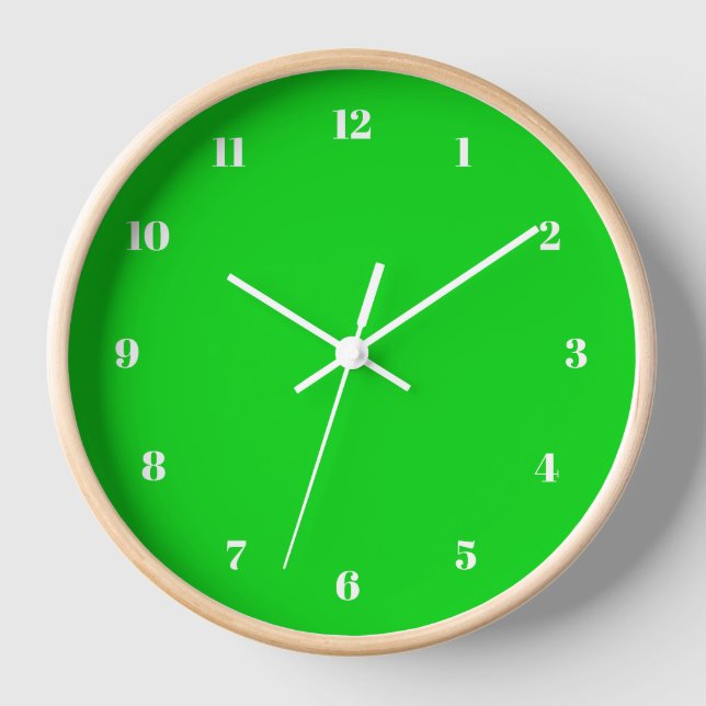 Custom Colours Numbers Font Wall Clock Green Colou (Front)