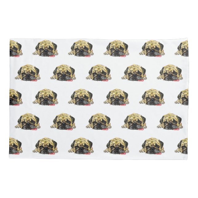 Custom Colours Pillow Case Funny Pug Dog (Back)