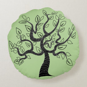 Custom Colours Round Pillow with Tree