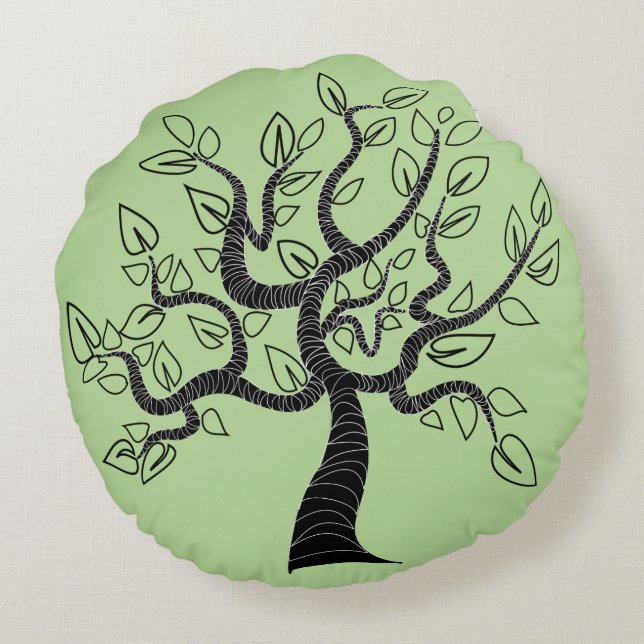 Custom Colours Round Pillow with Tree (Back)