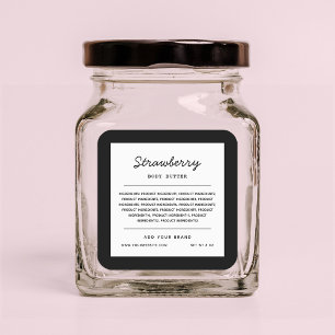 Custom Colours Script Lines Ingredients List Square Sticker