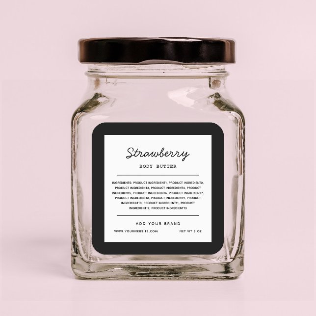 Custom Colours Script Lines Ingredients List Square Sticker (Creator Uploaded)