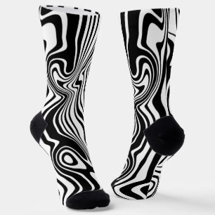 Custom Colours Socks Black White Abstract Waves