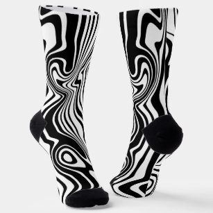 Custom Colours Socks Black White Abstract Waves 