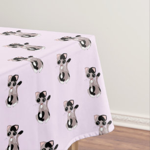 Custom Colours Tablecloth with Cats Pink