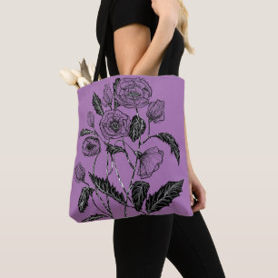 Custom Colours Tote Bag with Poppy Art Painting