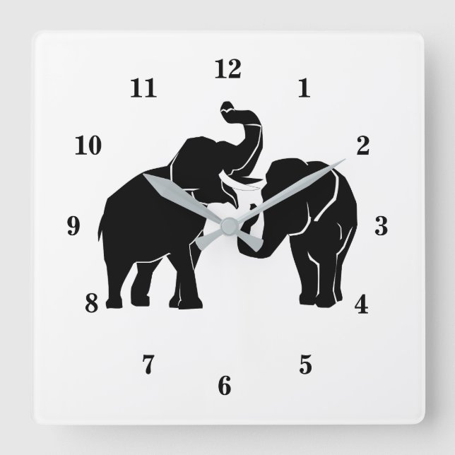 Custom Colours Wall Clock - Couple Elephants Famil (Front)