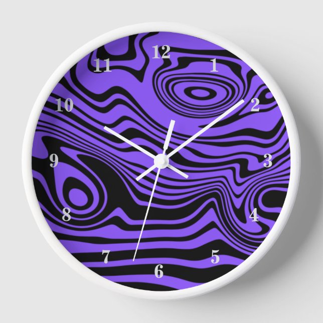 Custom Colours Wall Clock with Abstract Waves (Front)