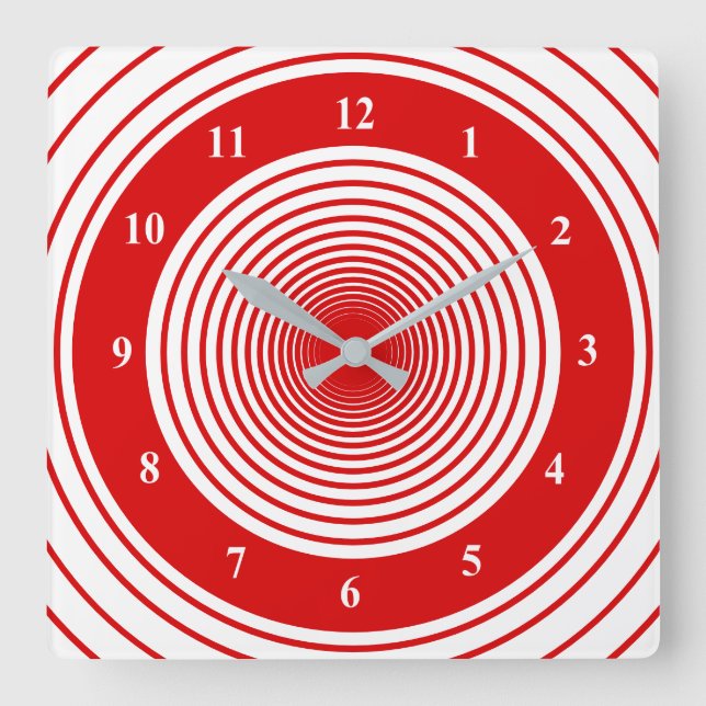 Custom Colours Wall Clock with Circlies - Red Whit (Front)