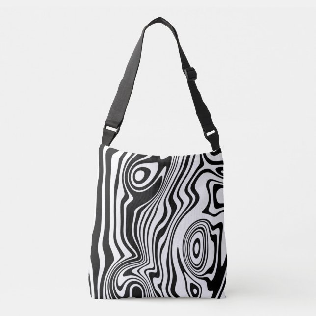 Custom Colours Waves Black White Crossbody Bag Gif (Front)