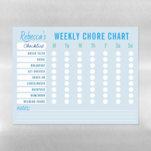 Custom Colours Weekly Chores Chart Checklist Blue Magnetic Dry Erase Sheet