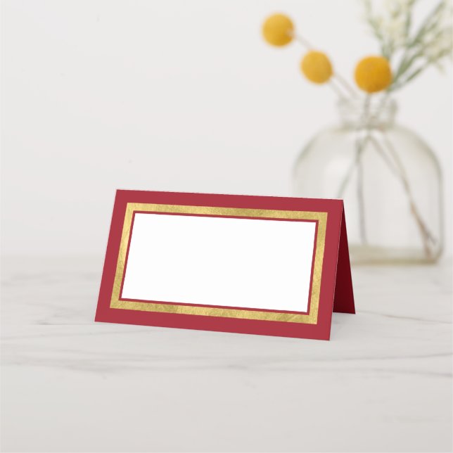 Custom Colours with Classic Gold Border Place Card (Front)