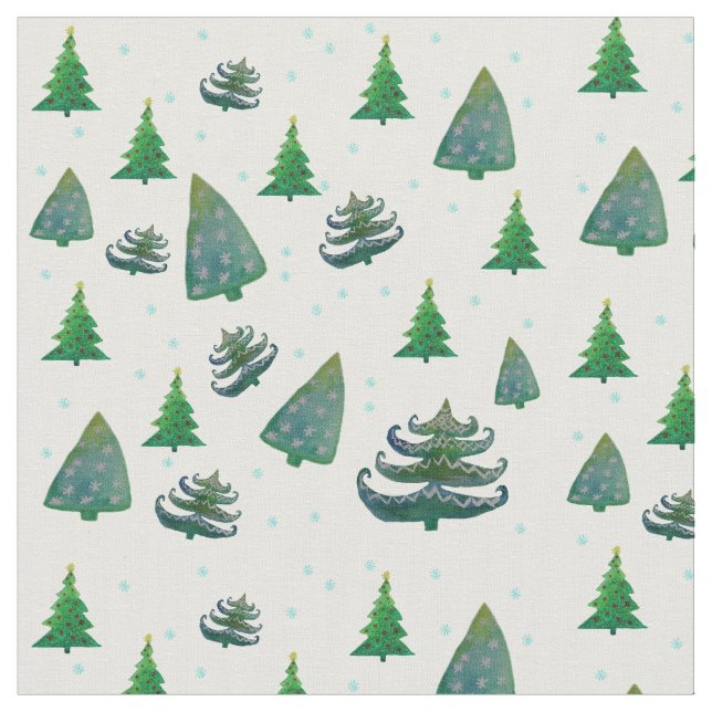 Custom Combed Cotton Fabric Christmas Trees (Close Up)