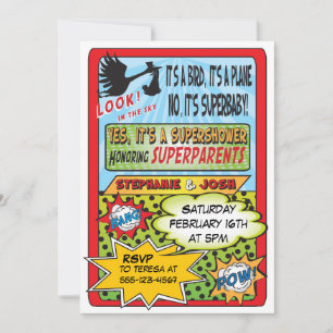 Custom Comic Book Baby Shower Invitations