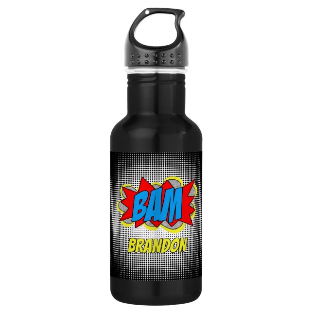 Custom Comic Book Pop Art BAM! Illustration 532 Ml Water Bottle (Front)