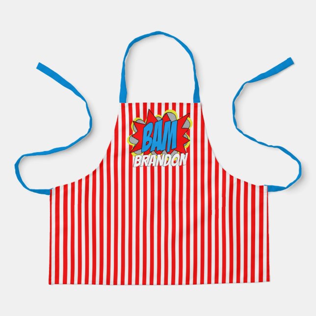 Custom Comic Book Pop Art Stripes Pattern Apron (Front)