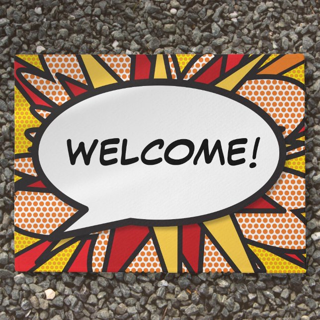  Custom Comic Book Speech Bubble WELCOME Doormat (Custom Comic Book Speech Bubble WELCOME Doormat)