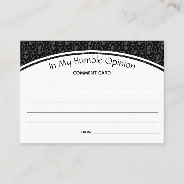 Custom Comment Feedback IN MY HUMBLE OPINION Black Advice Card (Front)