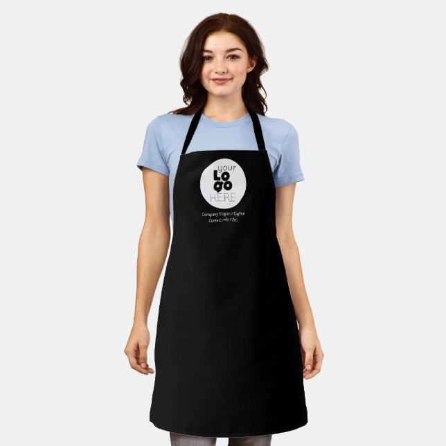 Custom Company Black Logo on Black Staff Uniform Apron (Worn)