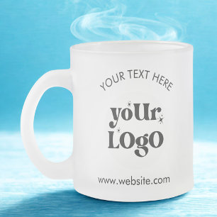 Custom Company Branded Business Logo Frosted Glass Coffee Mug