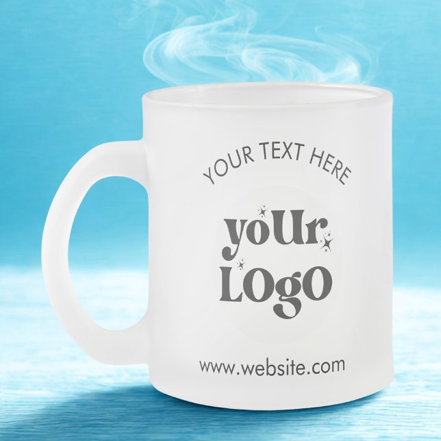 Custom Company Branded Business Logo Frosted Glass Coffee Mug (Creator Uploaded)