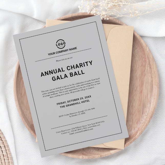 Custom Company Business Corporate Event Party Grey Invitation (Creator Uploaded)