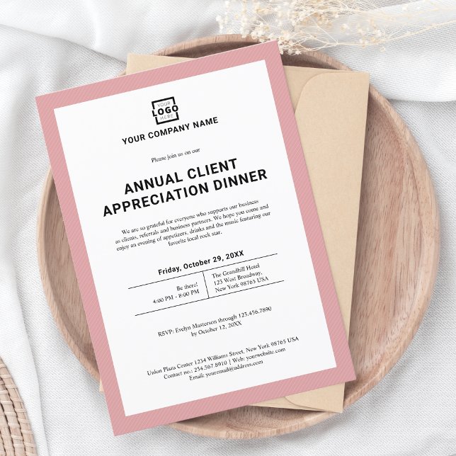 Custom Company Business Corporate Event Party Pink Invitation (Creator Uploaded)
