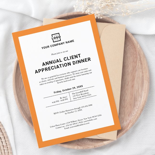 Custom Company Business Corporate Party Orange Invitation (Creator Uploaded)