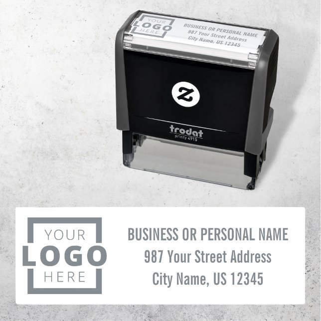 Custom Company Business Logo Address Self-inking Stamp (Creator Uploaded)