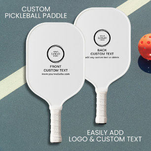 Custom Company Business Logo And Text Simple Black Pickleball Paddle