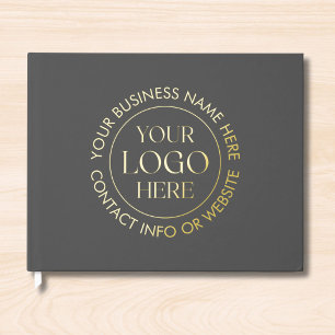 Custom Company Business Logo and Texts Modern Guest Book