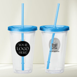 Custom Company Business Logo Branded QR Code Acrylic Tumbler