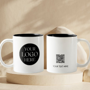 Custom Company Business Logo Branded QR Code Two-Tone Coffee Mug