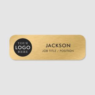 Custom Company Business Logo Gold Employee Staff Name Tag