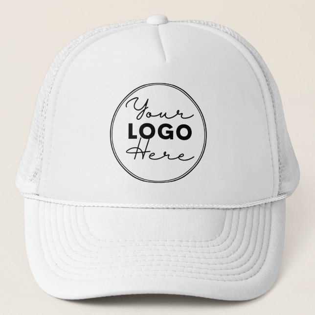 Custom Company Business Logo Minimalist  Trucker H Trucker Hat (Front)