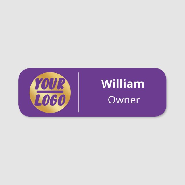 custom company business logo professional purple name tag (Front)